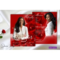 Red Roses Funeral Program Obituary,Red Sky Funeral Program Obituary Template,17x11,1-007f, (0-186)